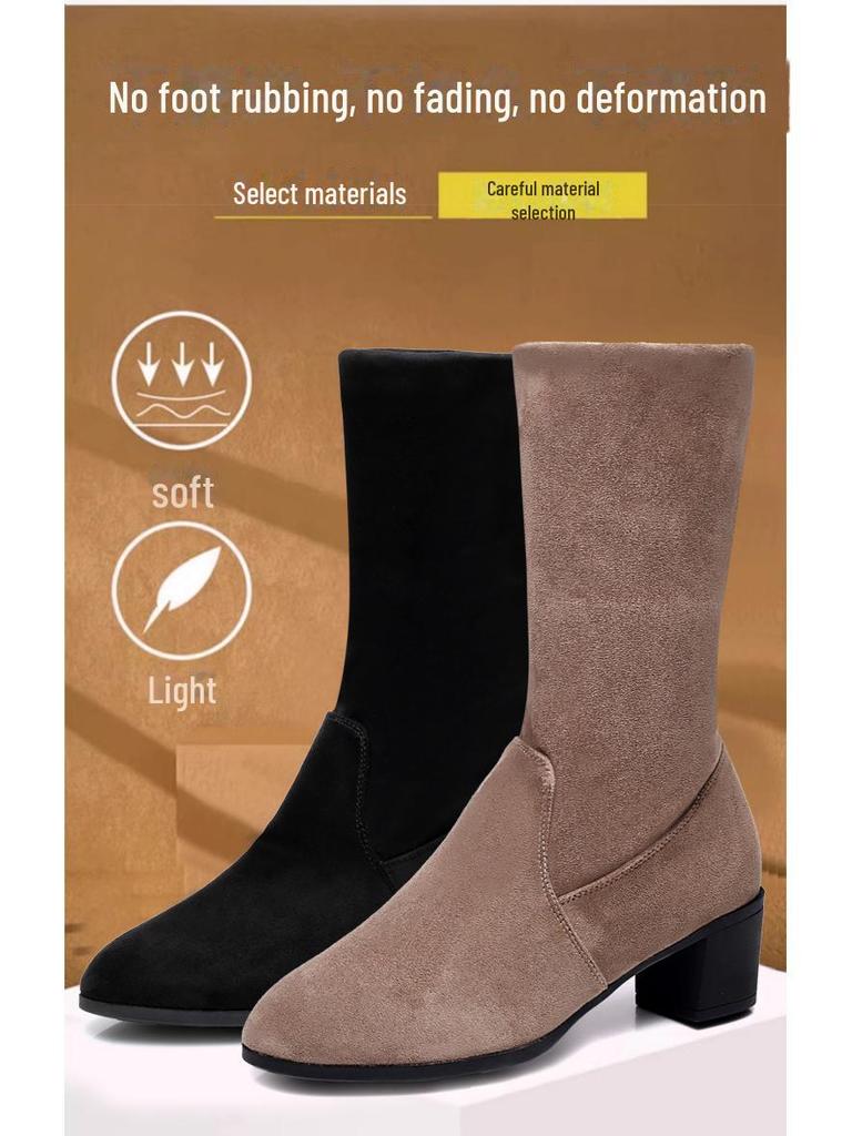 Stivali da ballo slip-on a tacco medio per tutte le stagioni da donna