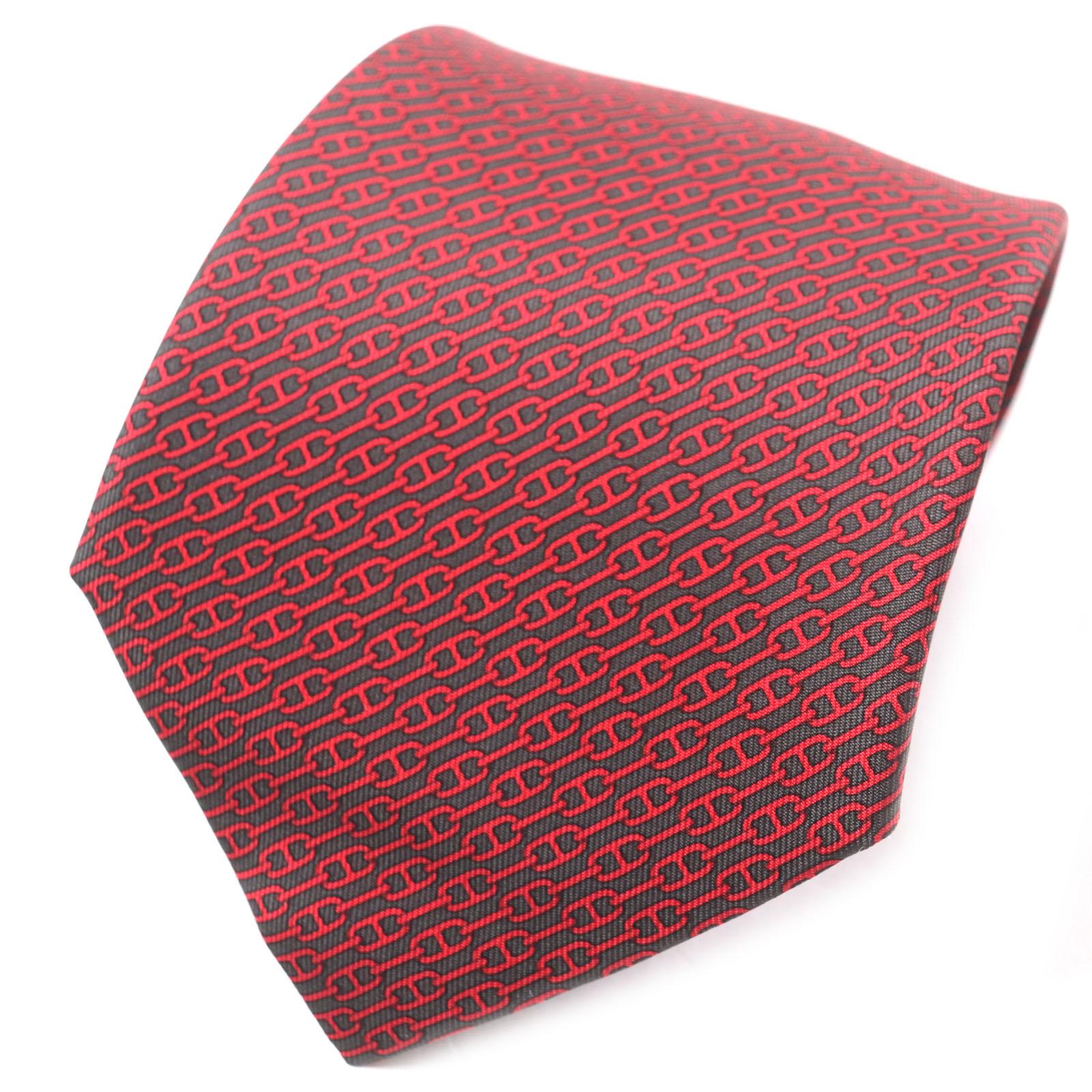 

Pristine HERMES tie Cravat Chaine d Ancre Pattern silk mens 5261 Used