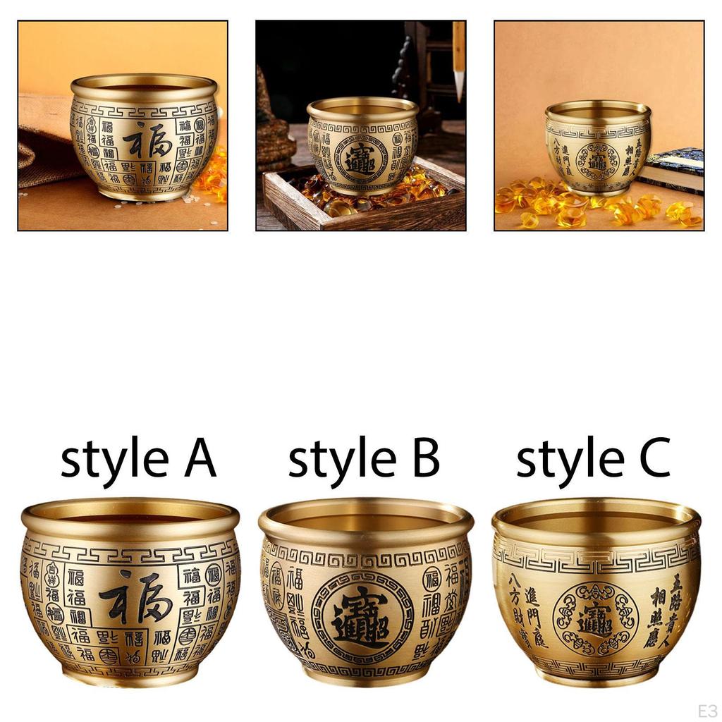 Brass Feng Shui Treasure Bowl, Fortune Sturdy, Creative And Decorative, Desktop Ornament for .
