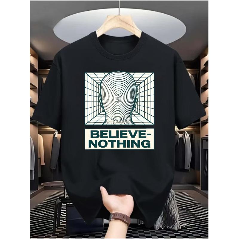 European sizes Skeptic Men s Casual Digital Print T-Shirt , Round Neck, Short Sleeve, Street Hip-Hop Style S