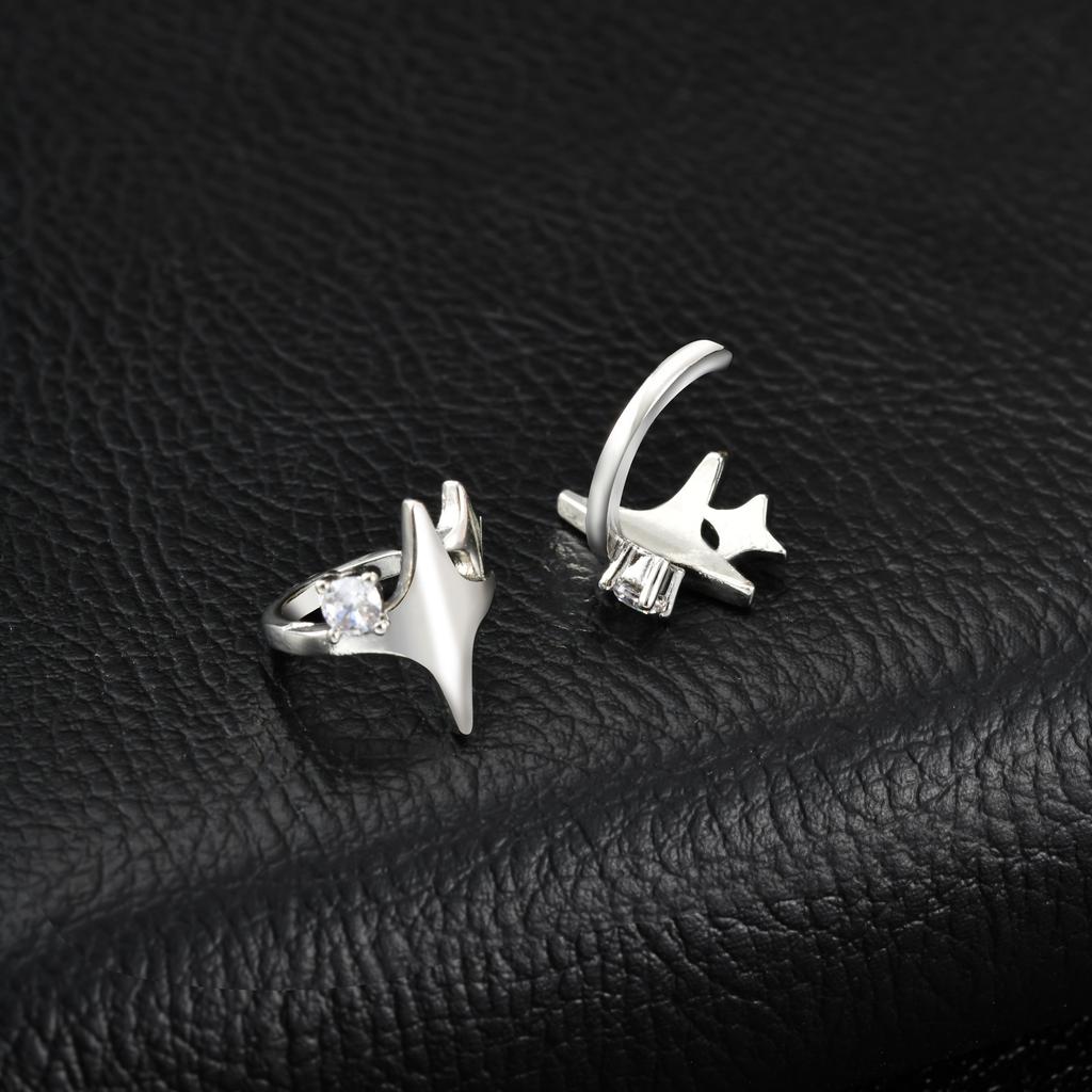 Star Ear Cuff Non Piercing Double Starburst Minimalist Wrap Cartilage Earrings for Women Men Jewelry Gift