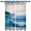Blue Sea Water Wave Landscape Windows Curtains for Bedroom Modern Printing Blinds Curtain For Living Room Home Decor