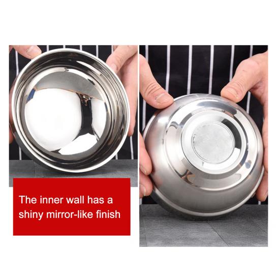 Stainless Steel Bowls Double-Wall Insulated Bowl Large Capacity Deep Mixing Bowl for Soup Cereal Salad Noodles Rice