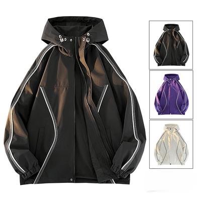 Trendy Marken-Kapuzenjacken mit Farbblockdesign für Männer und Frauen, japanisches Street-Nischen-Design, lockere Freizeitjacken im BF-Stil für Paare
