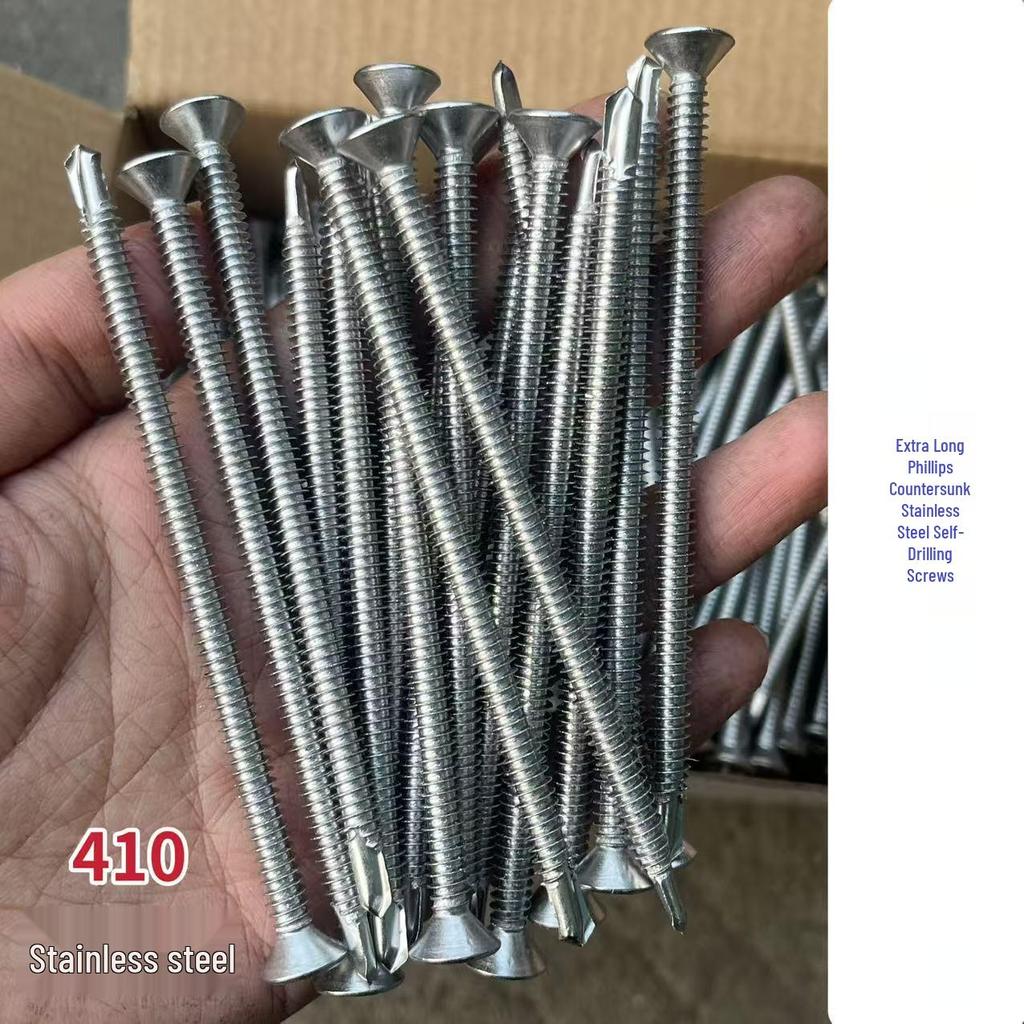 410 Edelstahl Extra Lange Kreuzschlitz Senkkopf Selbstbohrschrauben für Eisen