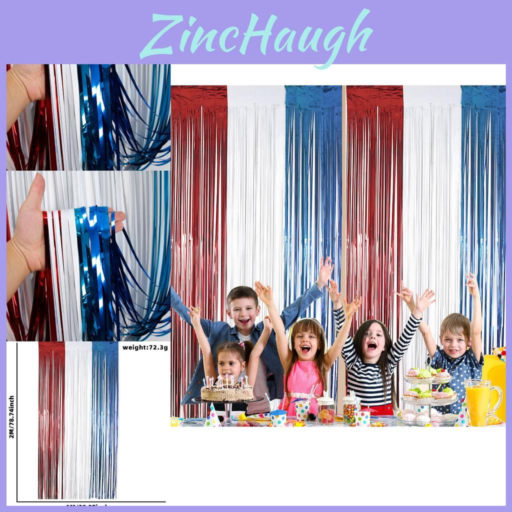 Vibrant Red White And Blue Independence Day Streamer Curtains For Festive Home Decor