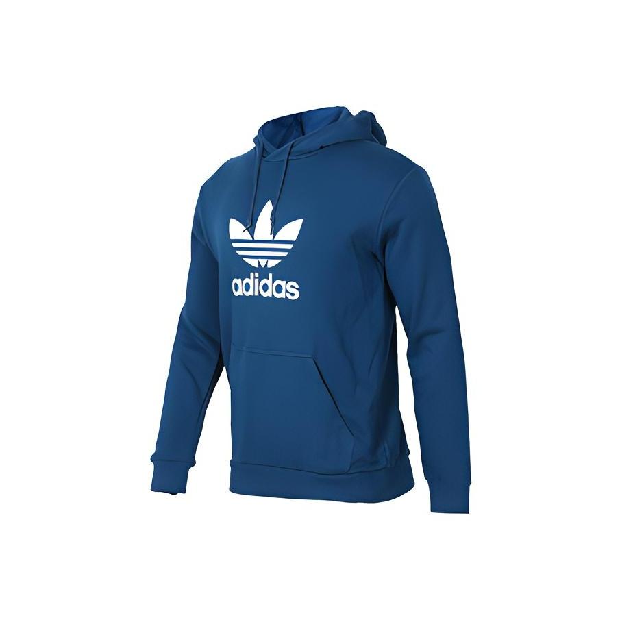 Adidas Originals Trefoil Hoodie Printed Sports Pullover Men Hoodies Indigo DV1504
