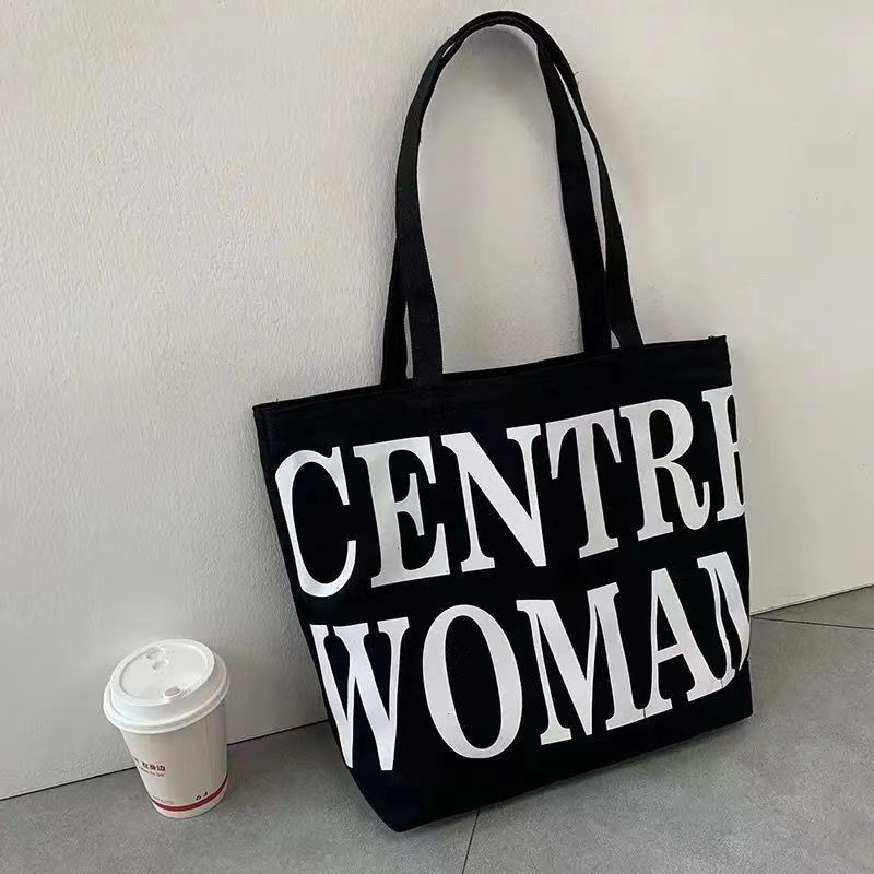 Fashion canvas bag lazy wind large capacity versatile student summer canvas bag women's niche tote bag