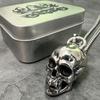 HNSP 316L Stainless Steel Solid Skull Head Pendant Chain Necklace For Men Punk Gothic Motorcycle Style Skeleton Jewelry Gift