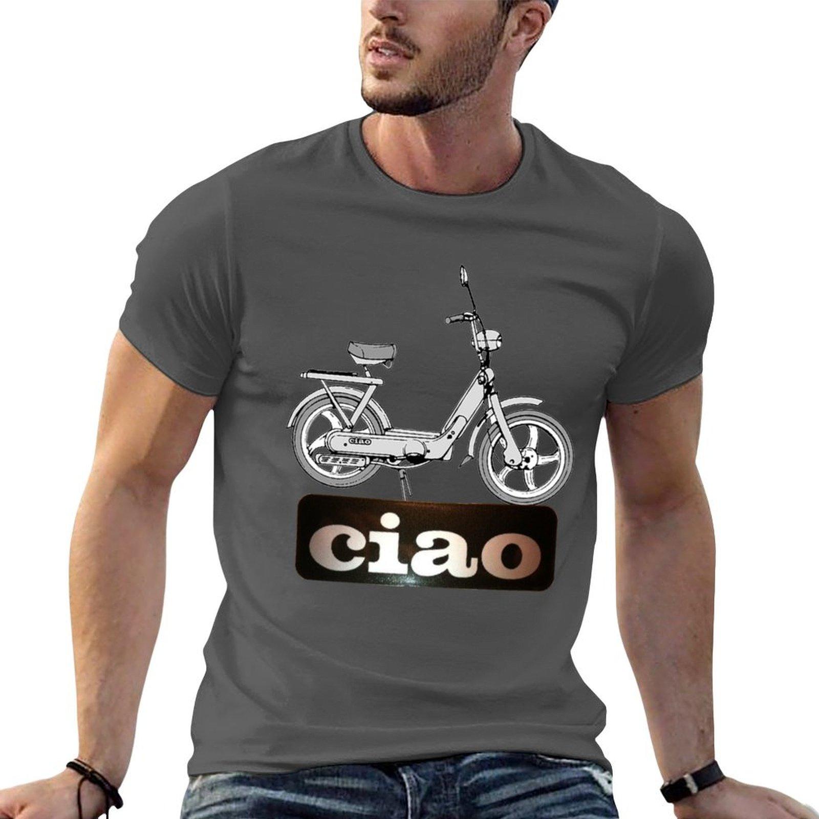 

Ciao scooter white write T-Shirt anime t shirts man t shirt summer tops blacks Short sleeve tee men XL