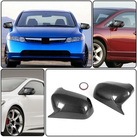 1Pair Carbon Fiber Rearview Side Mirror Cover Caps For Honda Civic 2006-210 2011