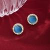 S Silver Needle Opal Diamond Pearl Stud Earrings Colored Round Earrings Earrings
