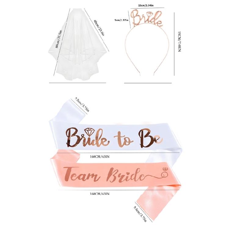 Superior Bride Celebrating Hair Accessories Set For Wedding Bachelorette And Bridal Shower Celebrations