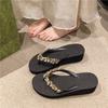 2025 New Comfortable and Fashionable All-match Beach Shoes Non-slip Soft Bottom Casual Flip-flops Rhinestone Chain Flat Slippers