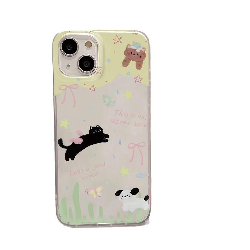 Apple 11 12 13 14 15 ProMax Przezroczyste Matowe Miękkie Etui na Telefon Komórkowy dla Wychodzących Kociąt i Szczeniąt.