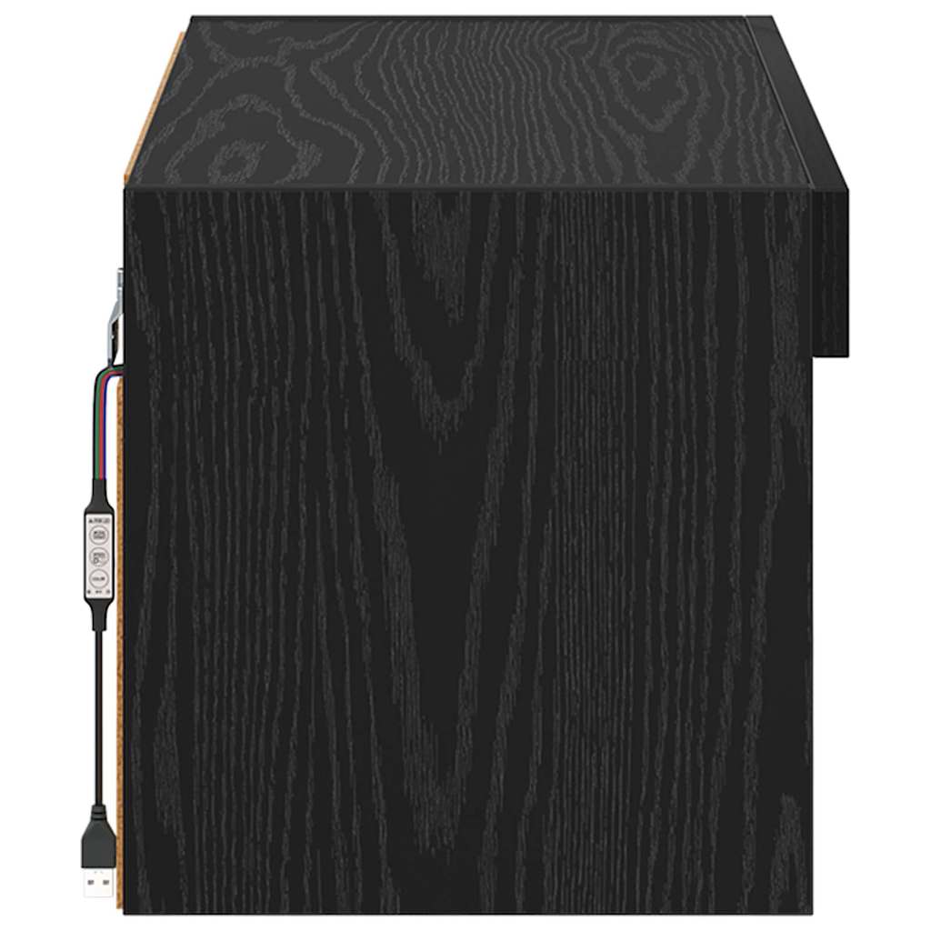 LED TV Cabinet Set in Black Oak Finish 60 x 30 x 30 cm