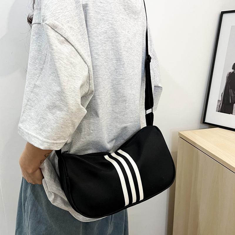 New Fashion Shoulder Bag Casual Oxford Cloth Crossbody Bag Sports Lightweight Striped Small Square Bag Men's and Women's Backpack