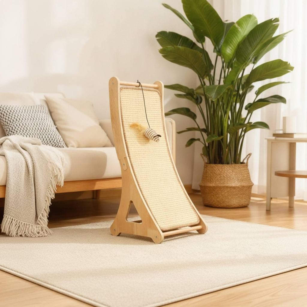 Leaning Cat Scratcher with Wooden Frame Vertical Pet Supply Durable for Cats
