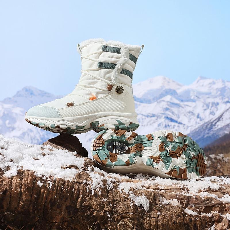 Anta Kids Trendy Fashion Thickened Warm High-Top Boots Kids Boots Ivory-White White Gray A22446923-1