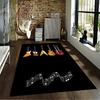 Guitar Pattern Carpet with Musical Notes On Black Background Suitable for Use As an Anti-slip for Living Room Bedroom Sofas