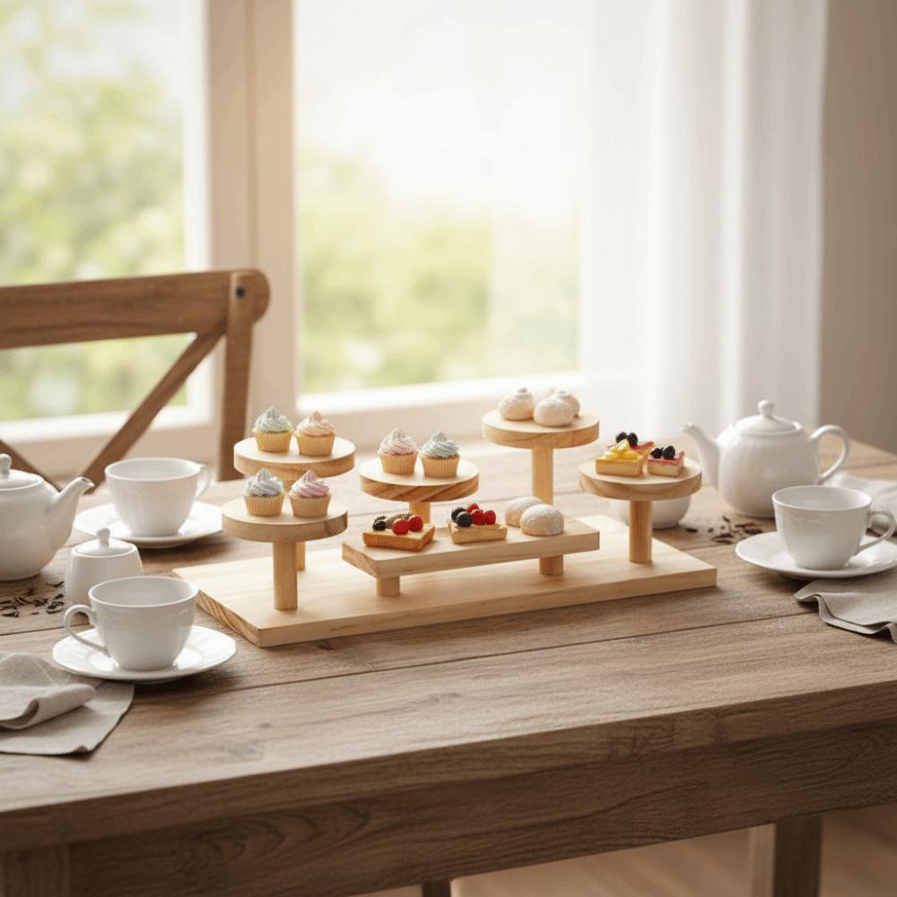 Wooden Display Stand Organizer Stacked Design Ladder Shelf Standing Shelves Kitchen