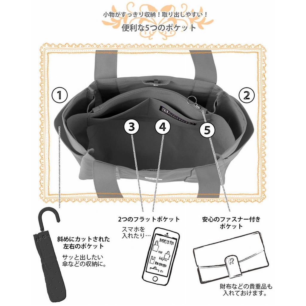 Divider Partition Water Repellent Mini Tote Bag SN Deli Parooty Hassui A 1463 [Routeto] (Gray)