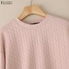 ZANZEA Women Casual Round Neck Long Sleeve Loose Pullover Sweatshirts