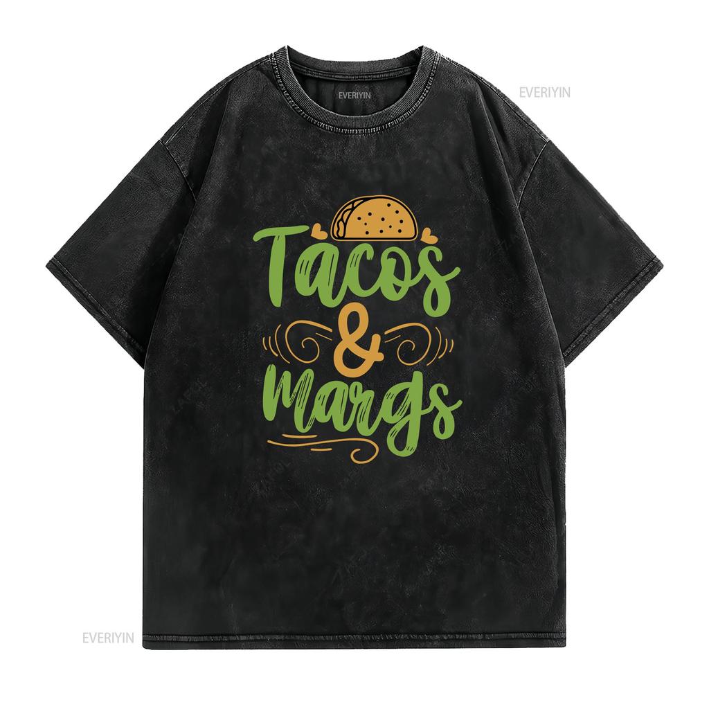 Tacos and Margs T Shirt  Vintage Washed Stretched Versatile Unisex Breathable Homme Soft Graphic Comfortable Slightly Stylish