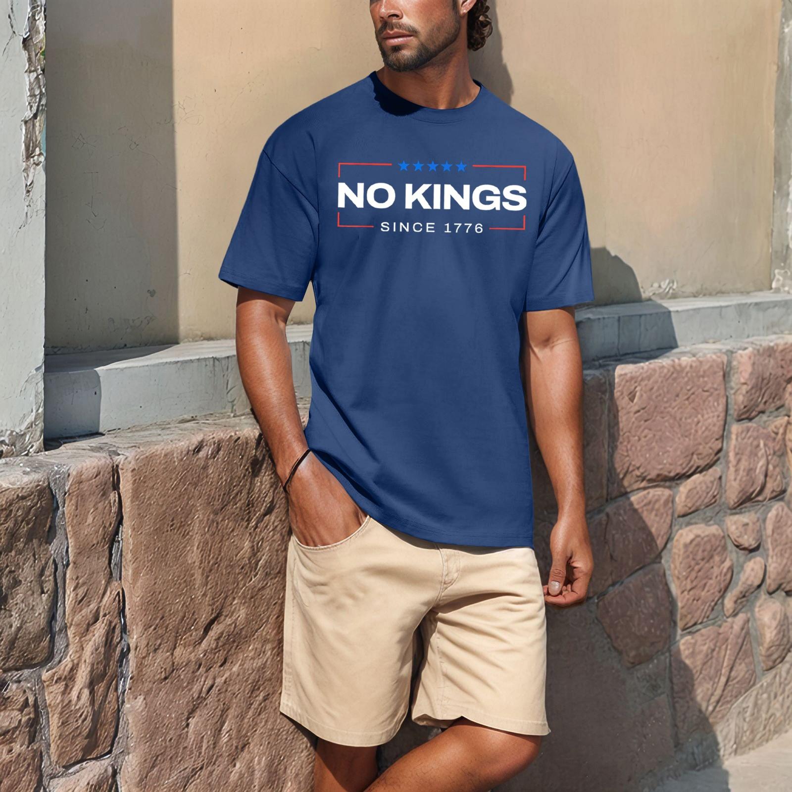 

Летняя мужская популярная футболка с круглым вырезом и коротким рукавом с принтом L синий