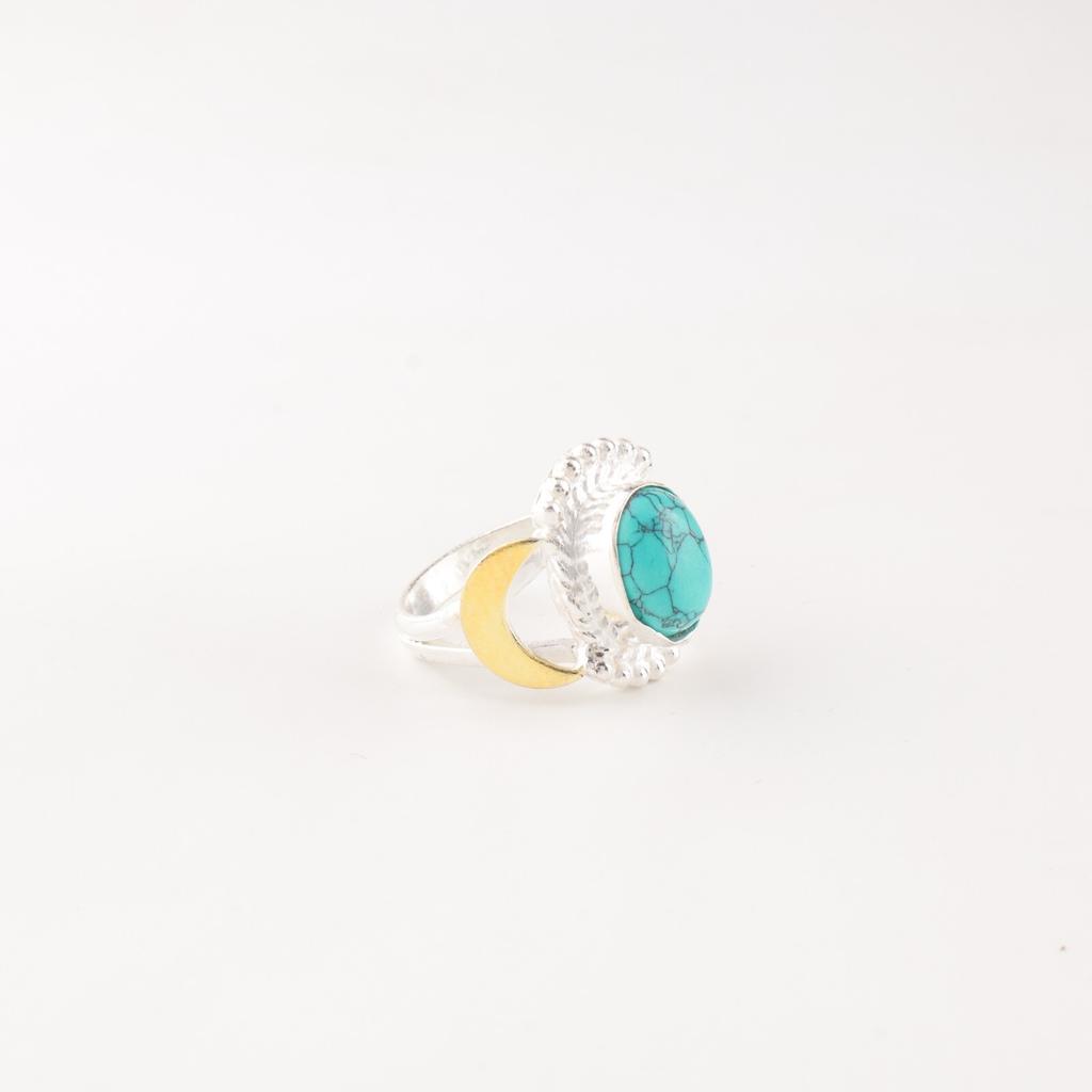 Blue Turquoise Gemstone 925 Solid Silver Jewelry Handmade Ring Valentines Gift RR-61-30