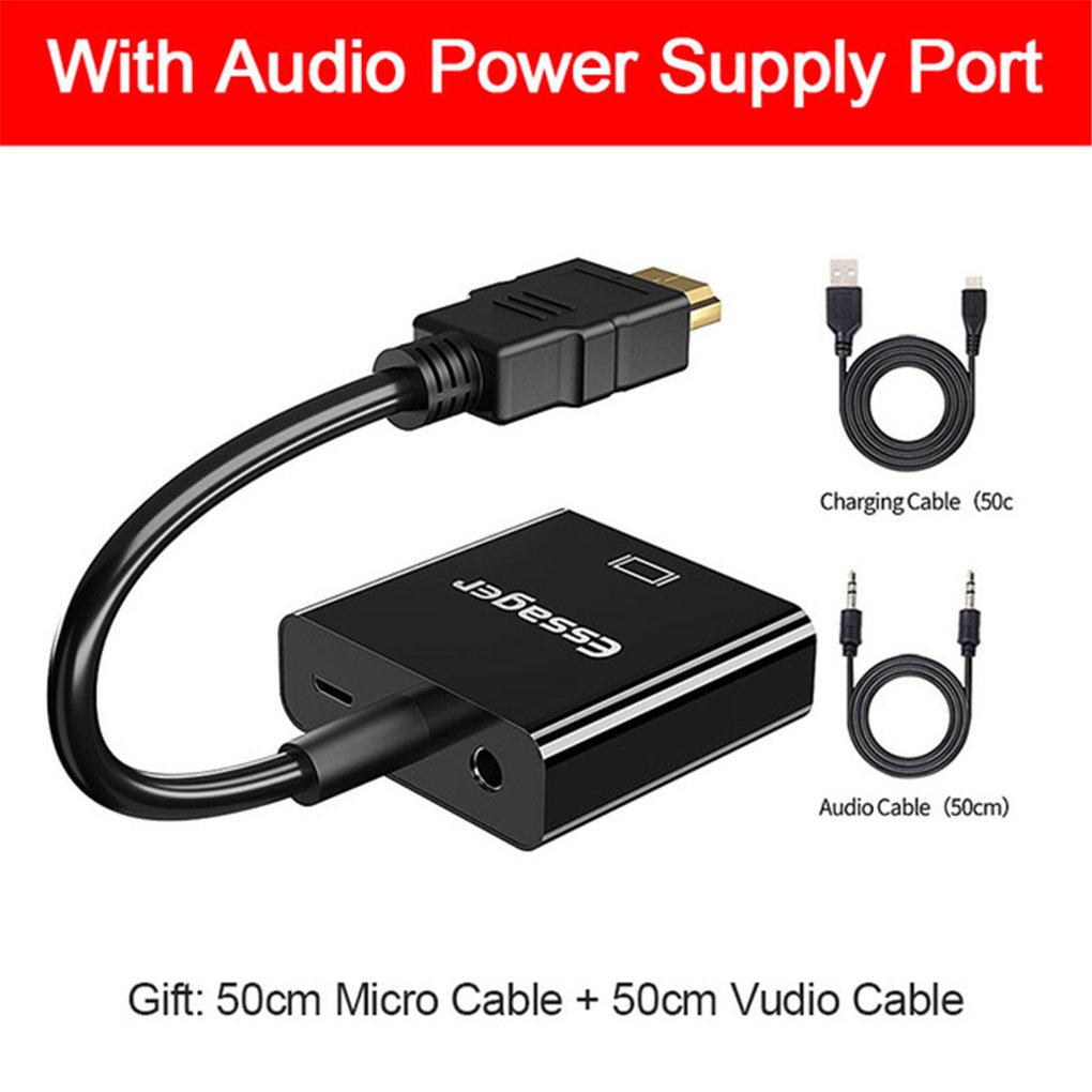 HD To VGA Video Adapter 1080P Male To Female Converter Digital To Analog Video Power Cable Audio Cable