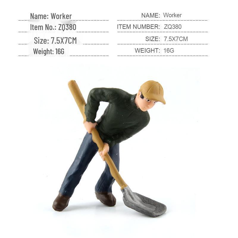 Cross-Border Farm Scene Worker Doll: Female Farmer with Shovel Ornament for Model Landscaping