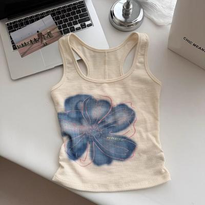 Kwiatowa kamizelka damska Designowe koszulki bez rękawów na ramiączkach Tank topy dla dziewczyn Y2K