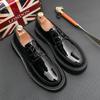 Koreanische Version von lässigen Leder-Plateauschuhen, neue Vier-Jahreszeiten-Low-Top-Kleiderschuhe im britischen Stil, Retro-Herrenschuhe in