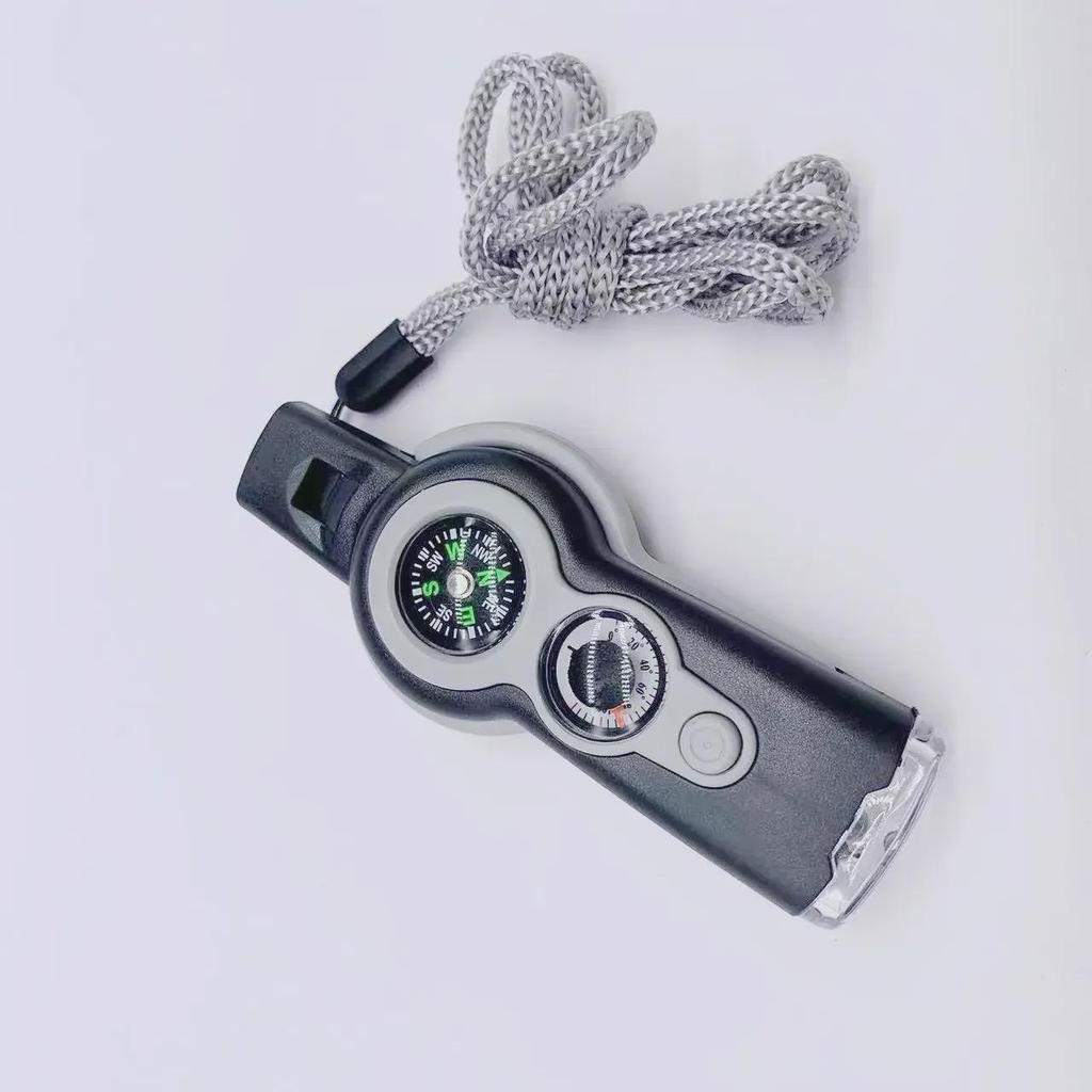 7-in-1 LED Light Survival Whistle with Thermometer & Compass