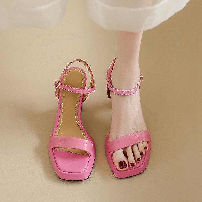 Fashion Thick Soled Women Shoe 2025 Summer One Line Fashion High Heels Waterproof Thick Heels Platform Sandal