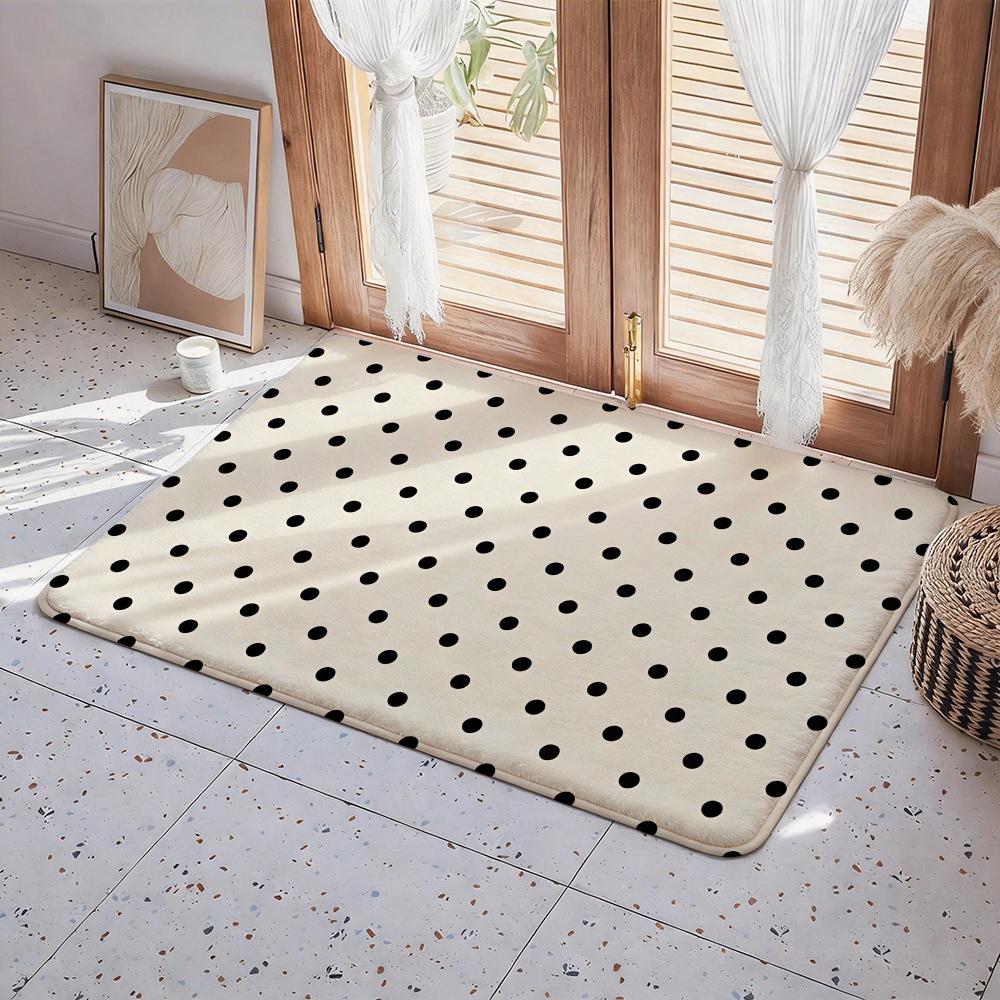 Print P PolkaDot Floor Mat Eco Flannel Doormat Non Slip Odorless Indoor Floor Rug Soft Short Plush Home Mat