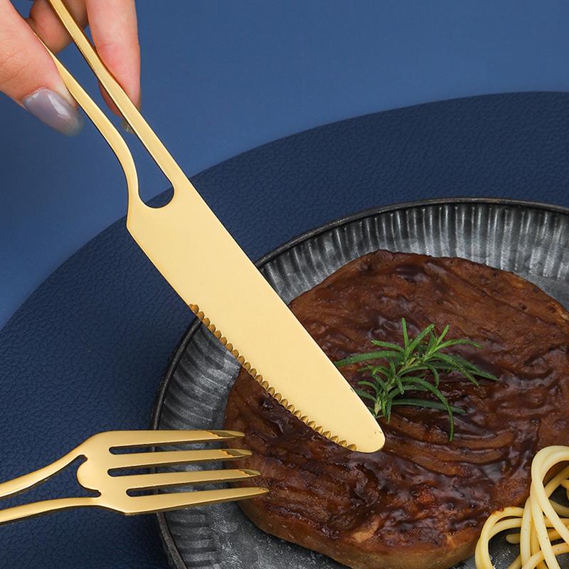 4Pcs/1Set Novelty Dinnerware Tableware Set 304 Stainless Steel Reusable Travel Cutlery Spoon Fork Knife Camping Utensils