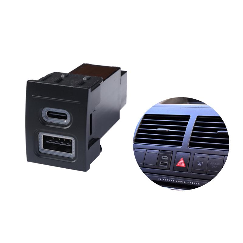 For Volkswagen Polo 2004-2009 car charger PD quick charge QC3.0 double quick charge TYPEC Charging Outlet Power Adapter Phone
