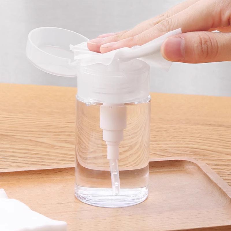 

Transparent Travel-Size Press-Top Nail Polish Remover Bottle 100ml Flat Press-Top Cap; Transparent; PETG