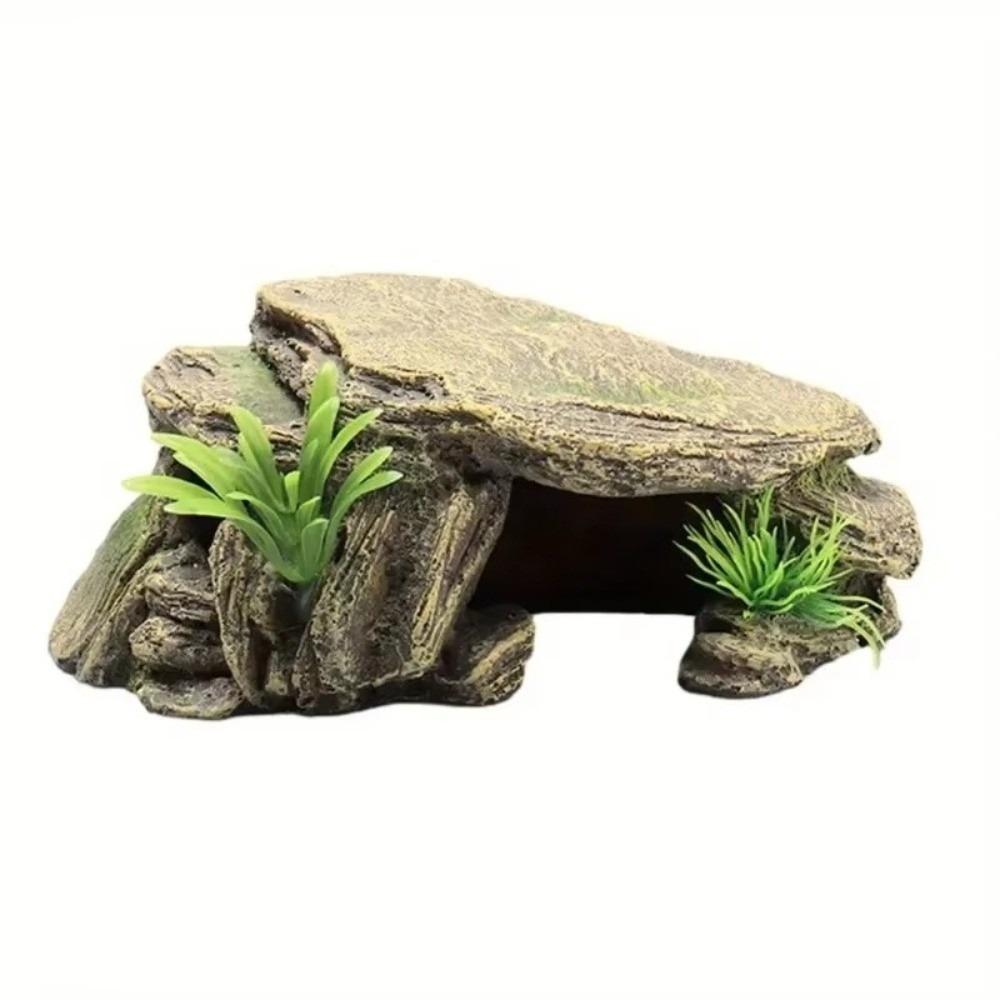 Vivid Texture Reptile Hiding Cave Artificial Turtle Resting Platform For Frogs