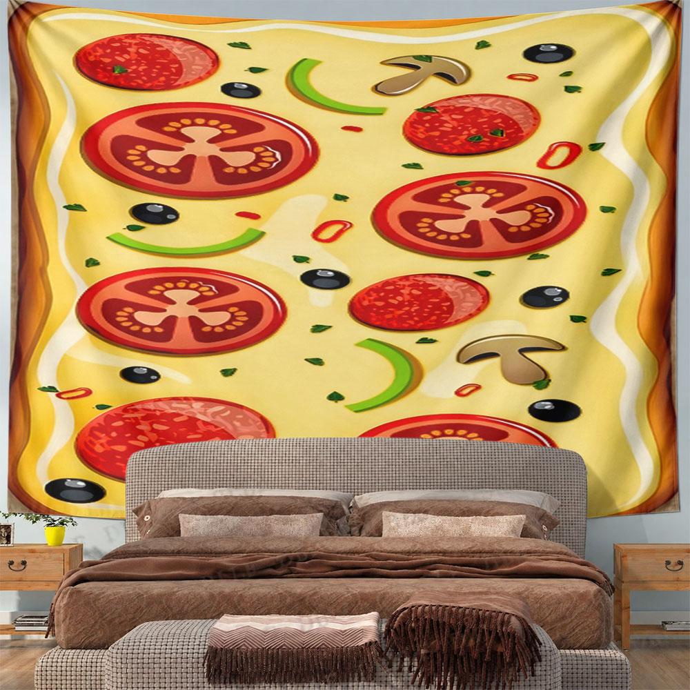 Pizza Topping Art Hanging Tapestry Pattern Wall Hanging Tapestry Decorative Tapestry Home Decor for Bedroom and Living Room