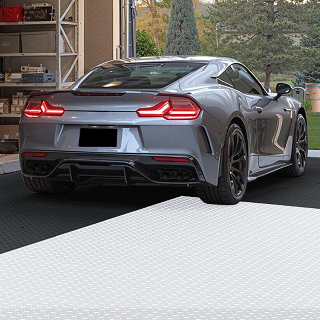 Garage Floor Tiles Interlocking, 8 Pack 513 x 513 x 5 mm Interlocking Modular Garage Flooring Tiles, Diamond Plate Slip-Resistant PVC Mats for