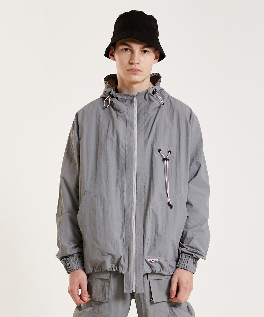Shvto Windbreaker Hooded Gray Jacket