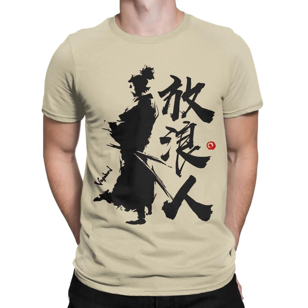 Novelty Vagabond Warrior Manga Samurai T-Shirt for Men O Neck 100% Cotton T Shirt Short Sleeve Tee Shirt Plus Size Clothing
