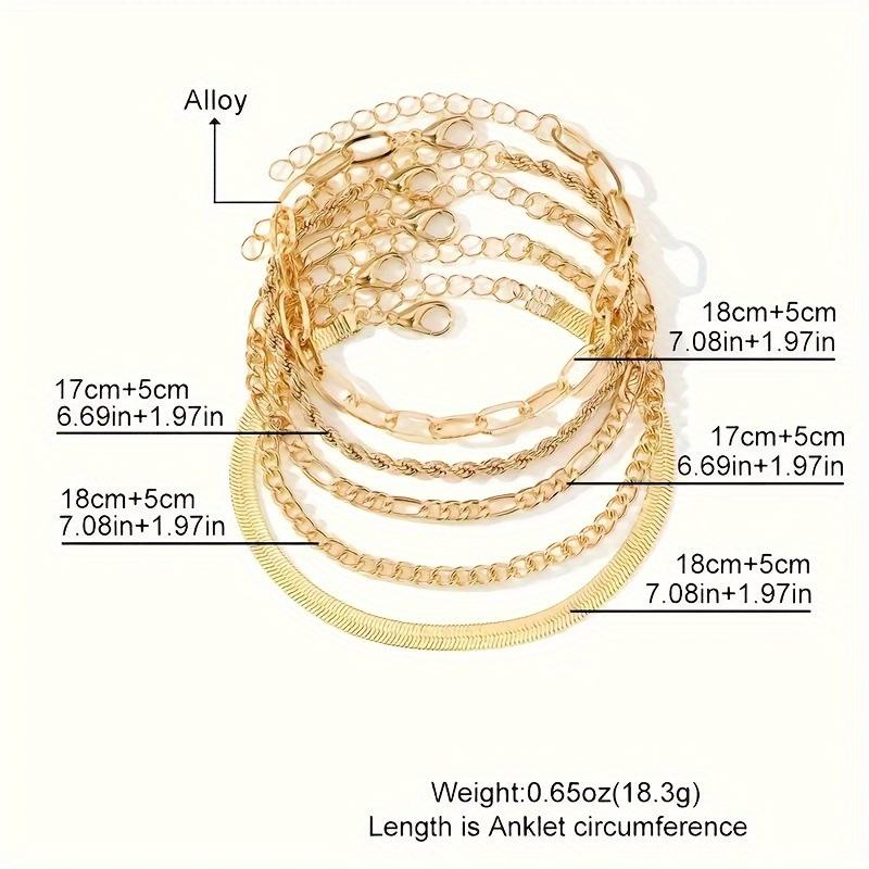 5 Bracelet Set Bohemian Minimalist Hand Decoration Metal Chain Women's Multi Layered Chain