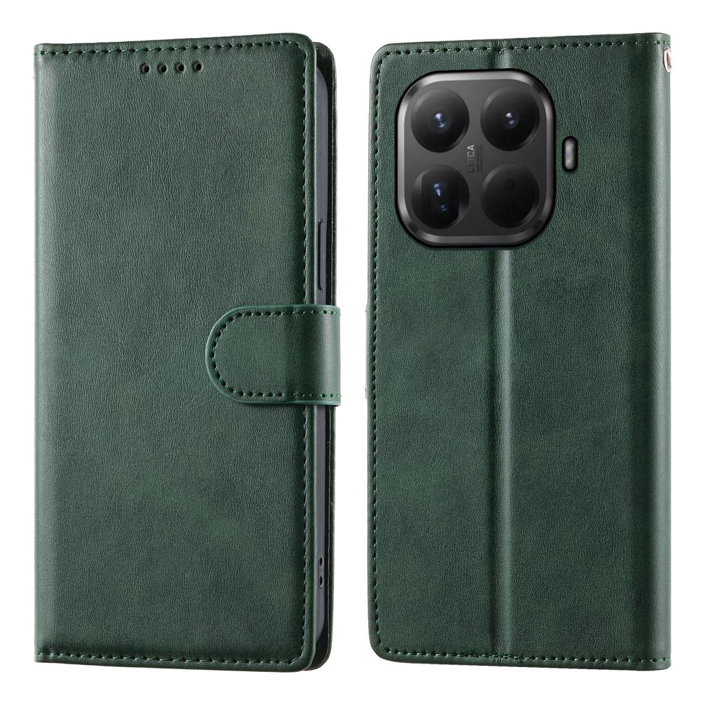 For Xiaomi 15T Pro Case Stand Wallet Calf Texture PU Leather Flip Phone Cover with Wrist Strap