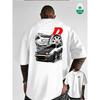 European Size Fashion Trendy Vintage Car Fragments, Personalized Letters, Creative Multi-Print, Heavyweight Piss-Boy Pure Men'S Short Sleeve T-Shirt