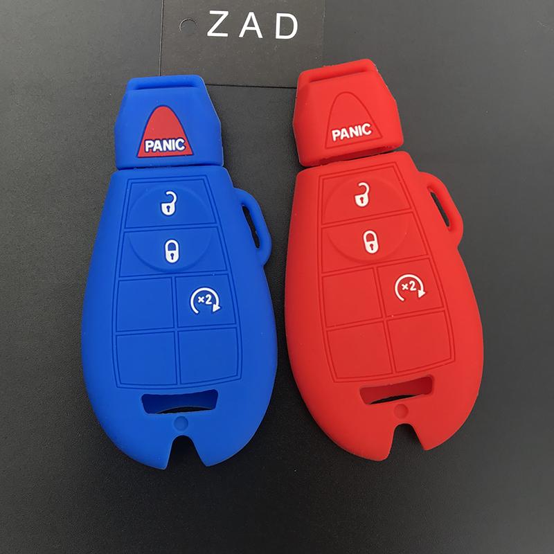 ZAD silicone rubber car key cover case skin shell protect holder set for jeep for Chrysler Fobik for Dodge Ram 3button keyles