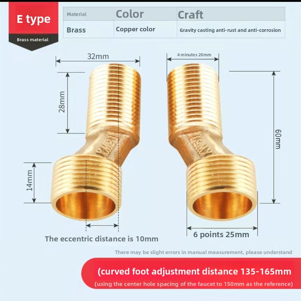 2pcsStainless Steel Angled Curved Foot 360° Rotatable Angle Adjustment Shower Faucet Adapter Wall Mounted Eccentric Screw Corner